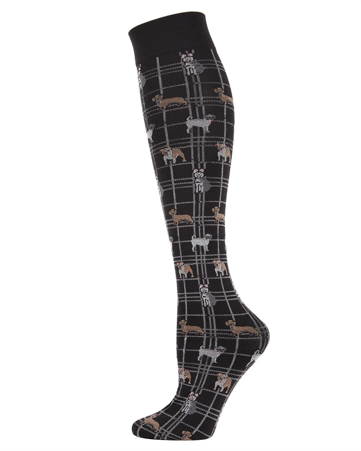 Women's Pooches Plaid Knee High Socks