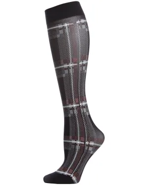 Women's Printed Plaid Nylon Knee High Socks