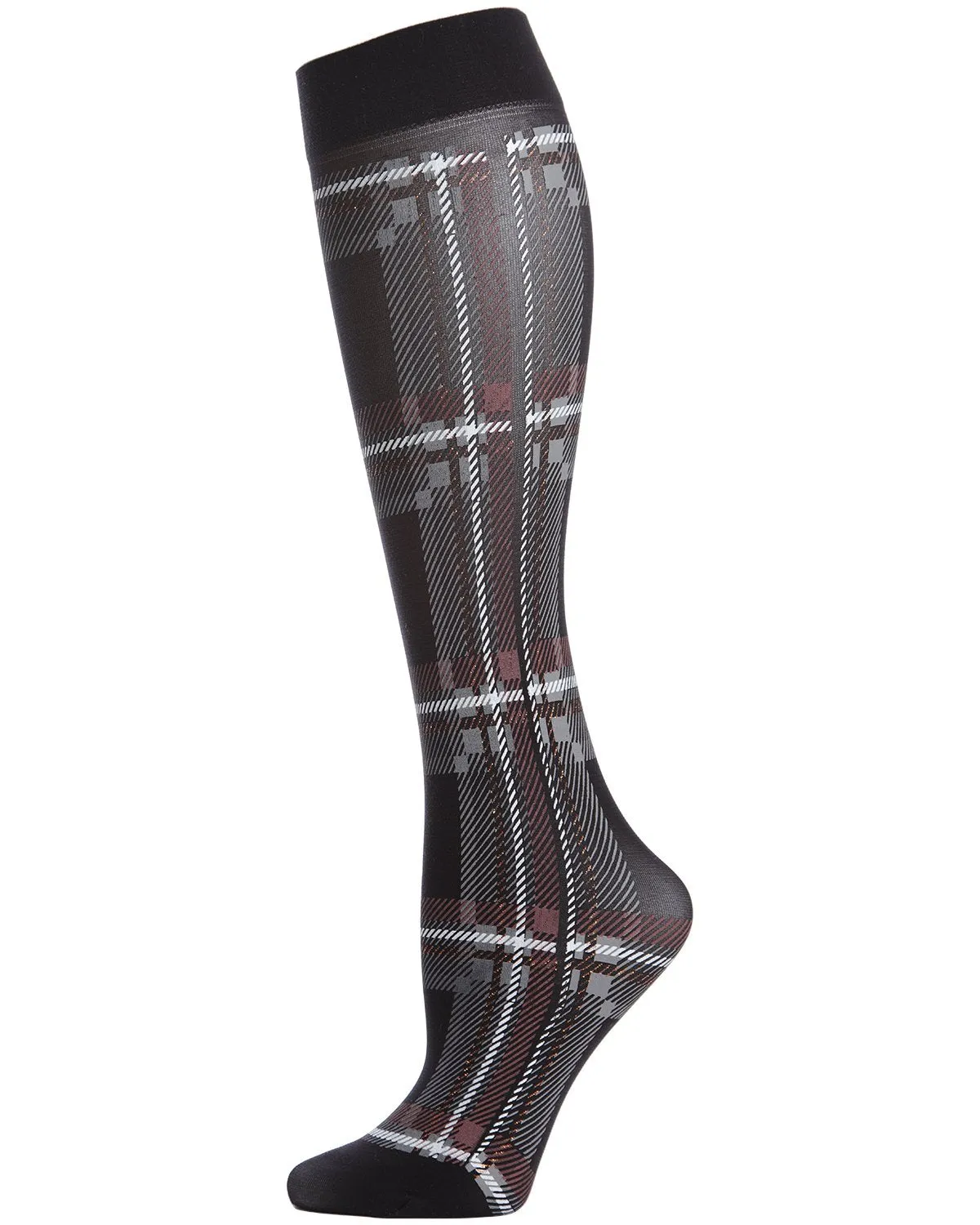 Women's Printed Plaid Nylon Knee High Socks