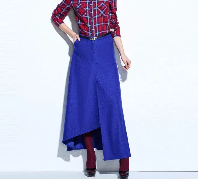 Women's Royal Blue A-Line Spring Vintage Skirt