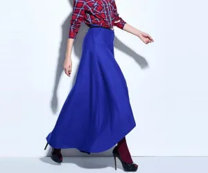 Women's Royal Blue A-Line Spring Vintage Skirt