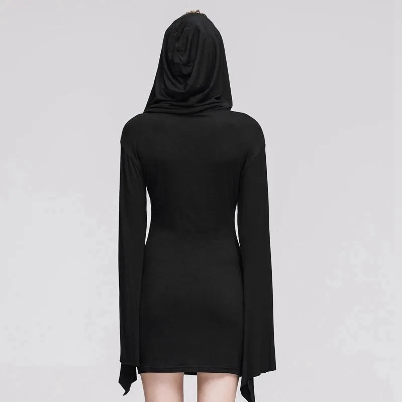 Women's Short Goth Dress With Trumpet Sleeve