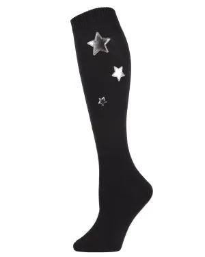 Women's Silver Star Metallic Knee High Socks