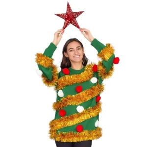 Women's Tinsel Tree Ugly Christmas Sweater