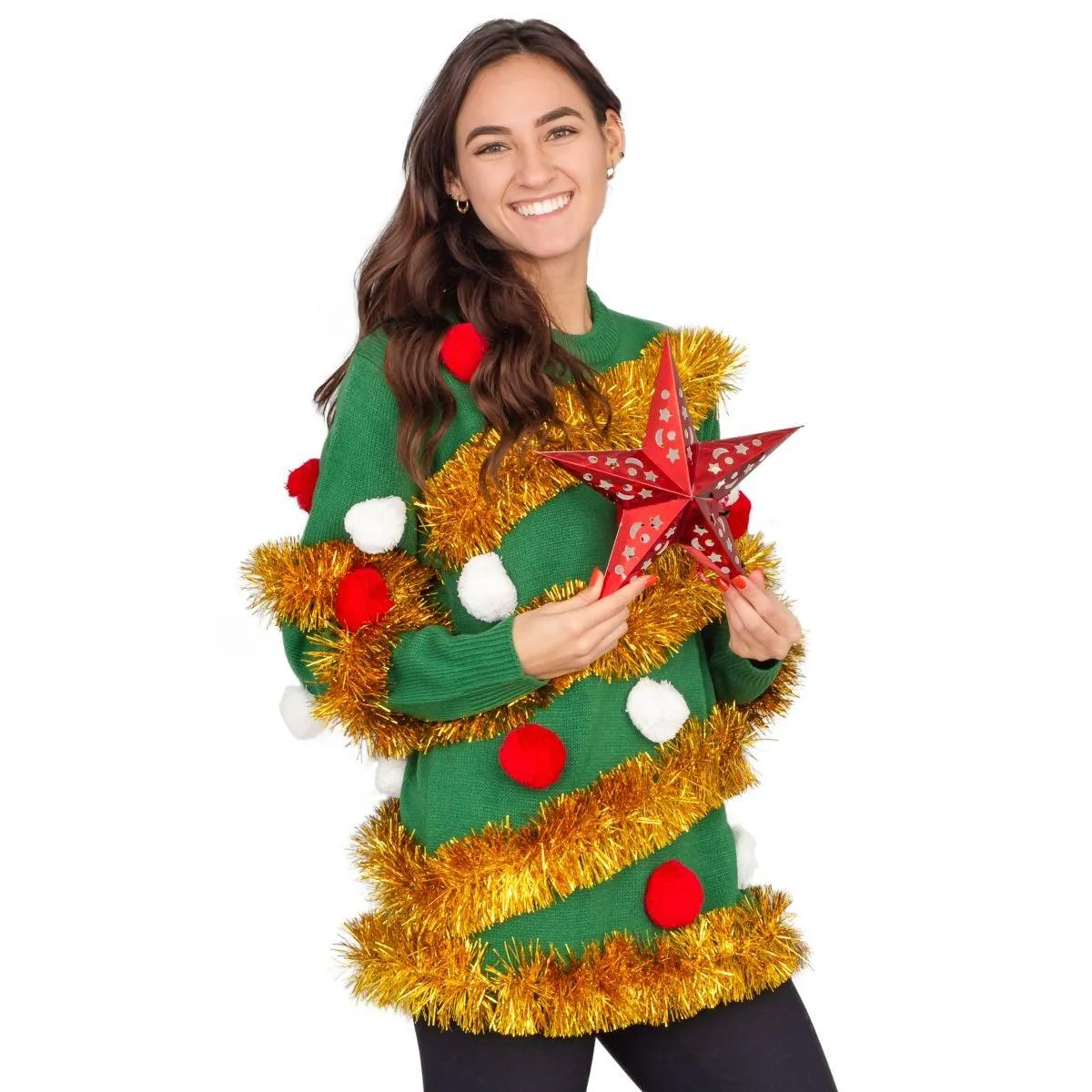 Women's Tinsel Tree Ugly Christmas Sweater