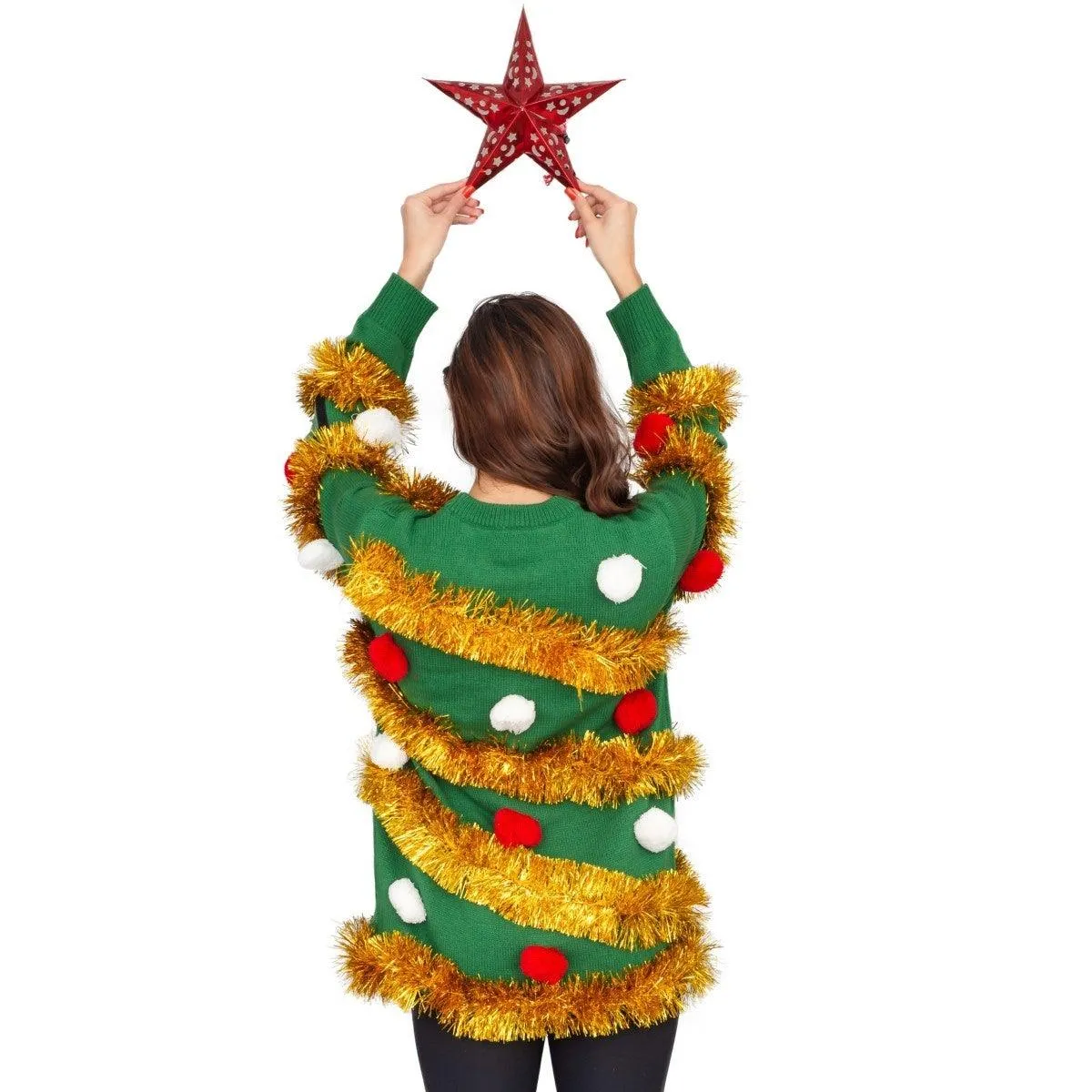 Women's Tinsel Tree Ugly Christmas Sweater