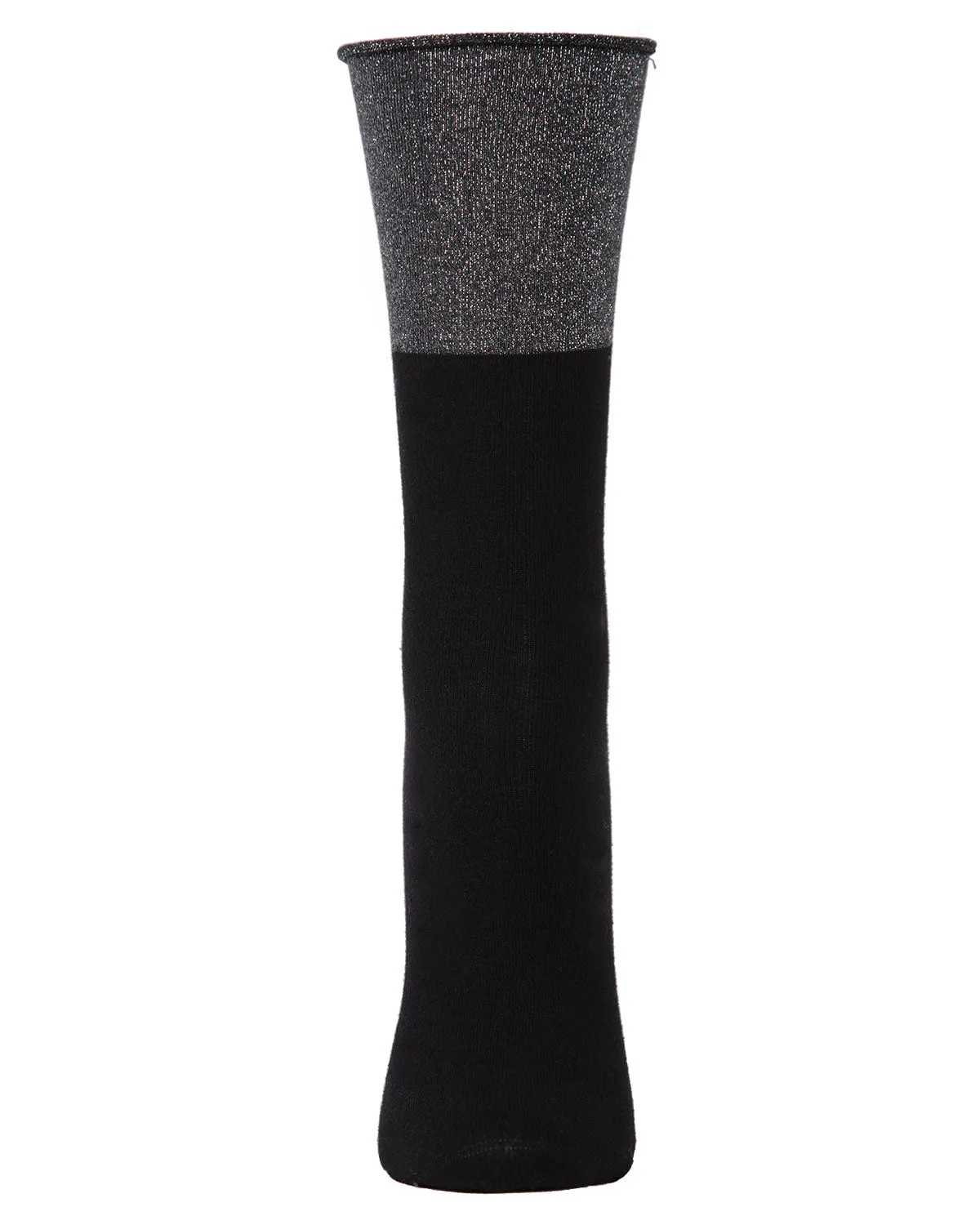 Women's Totally Awesome Metallic Cuff Cotton Blend Crew Sock