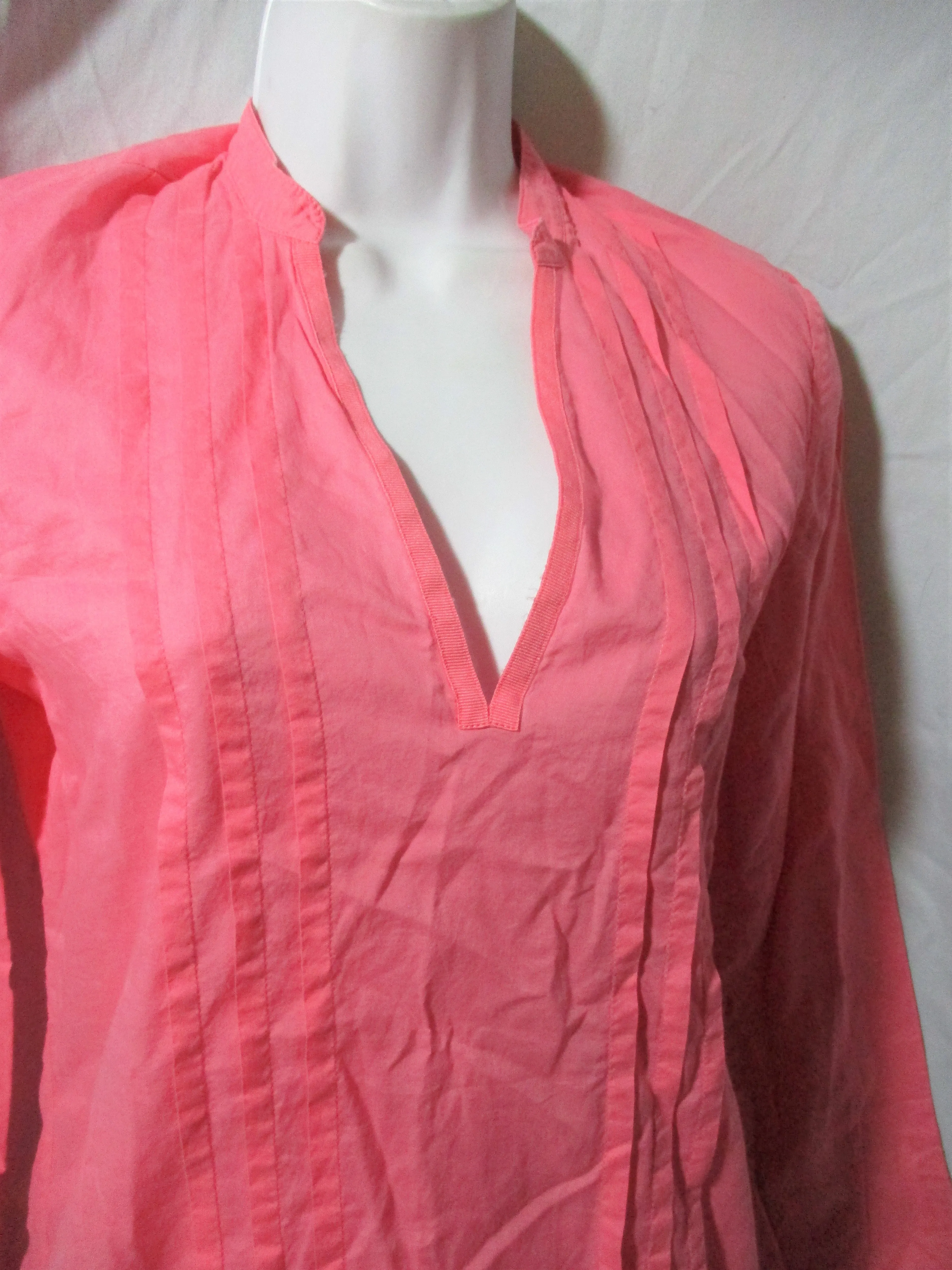 Womens VINEYARD VINES Blouse Top Shirt Pleated Tunic S PINK Preppie