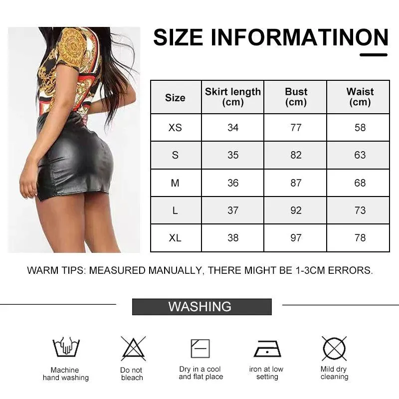 Wrapped Hip Skirt: Leather Black Lady Nightclub Glamour Fashion