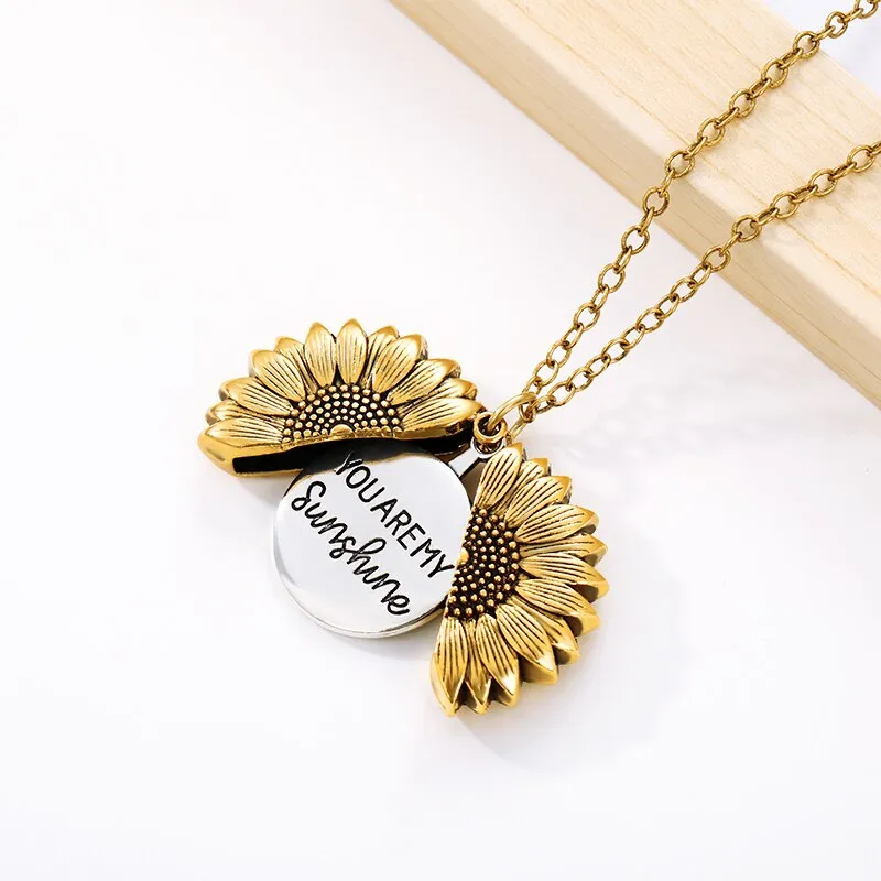 You Are My Sunshine Sunflower Necklaces For Women Gifts Rose Gold Color Fashion Jewelry
