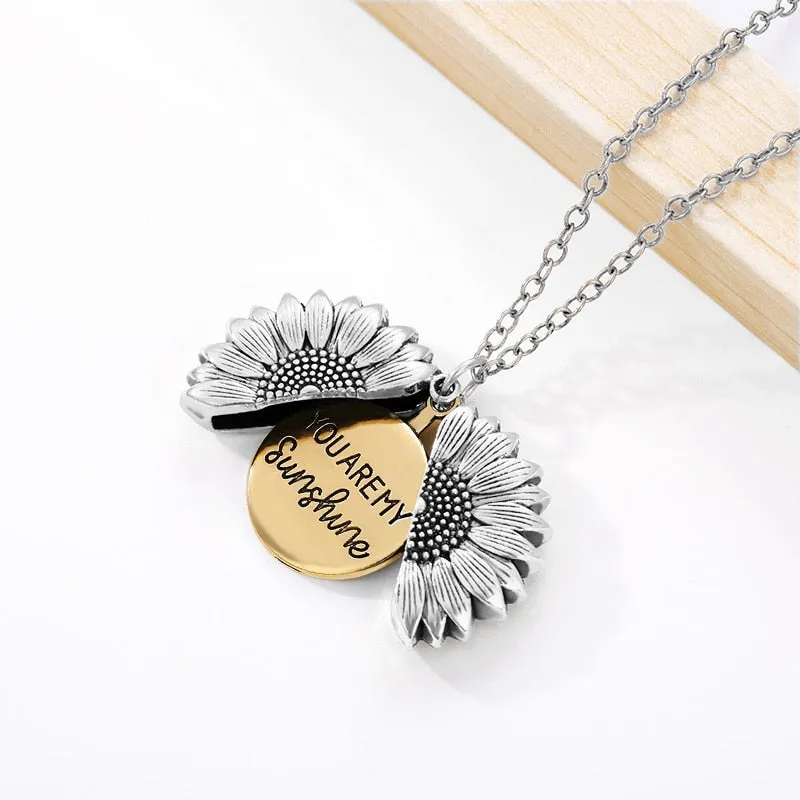 You Are My Sunshine Sunflower Necklaces For Women Gifts Rose Gold Color Fashion Jewelry