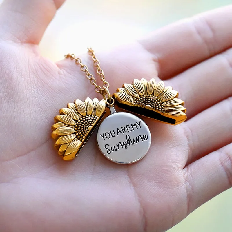 You Are My Sunshine Sunflower Necklaces For Women Gifts Rose Gold Color Fashion Jewelry