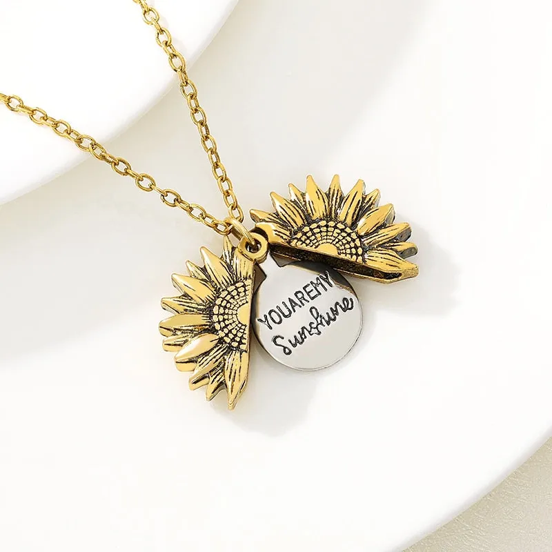 You Are My Sunshine Sunflower Necklaces For Women Gifts Rose Gold Color Fashion Jewelry