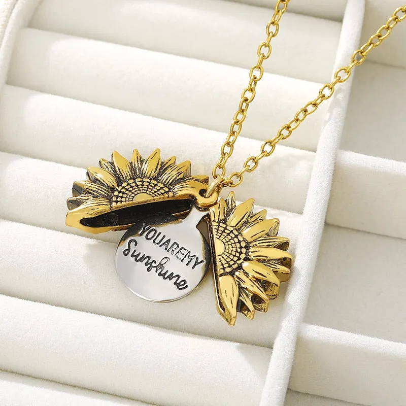You Are My Sunshine Sunflower Necklaces For Women Gifts Rose Gold Color Fashion Jewelry