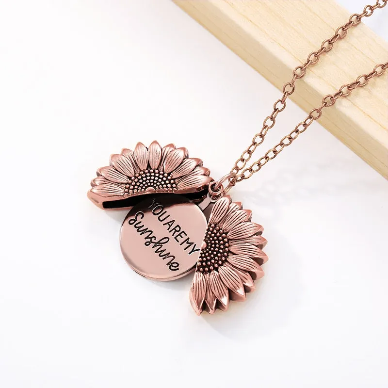 You Are My Sunshine Sunflower Necklaces For Women Gifts Rose Gold Color Fashion Jewelry