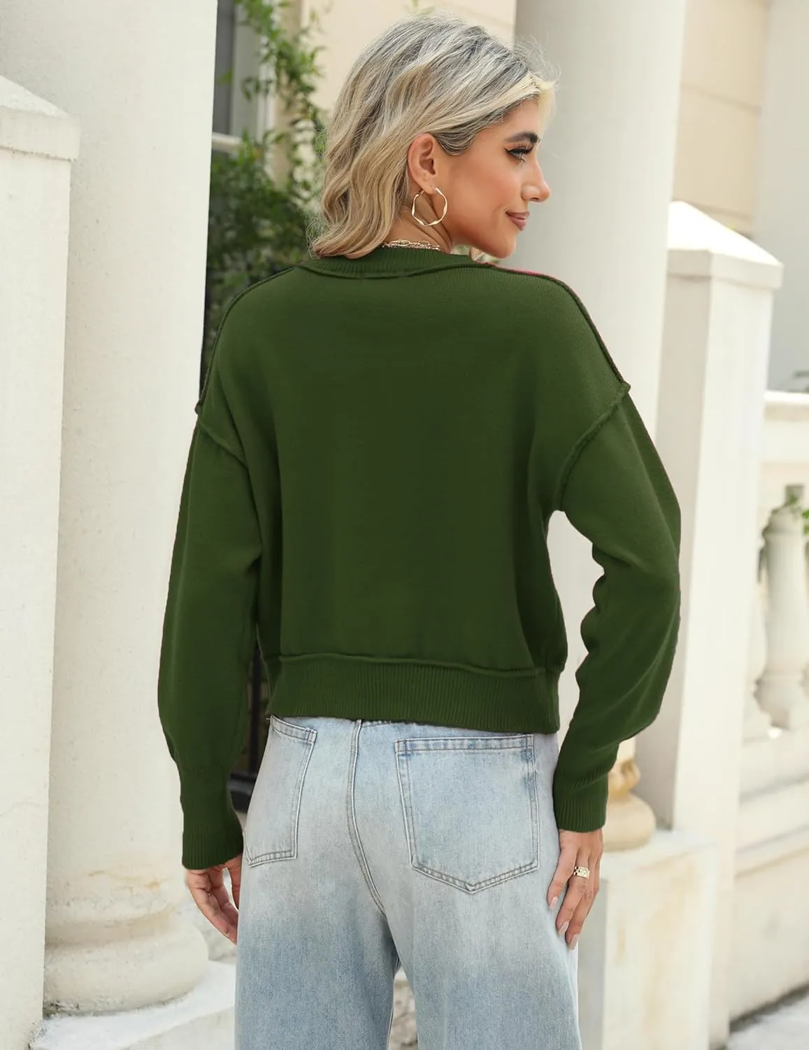 Zeagoo Womens 2024 Fall Crewneck Cropped Sweater