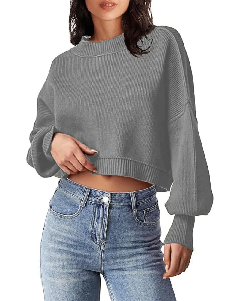 Zeagoo Womens 2024 Fall Crewneck Cropped Sweater