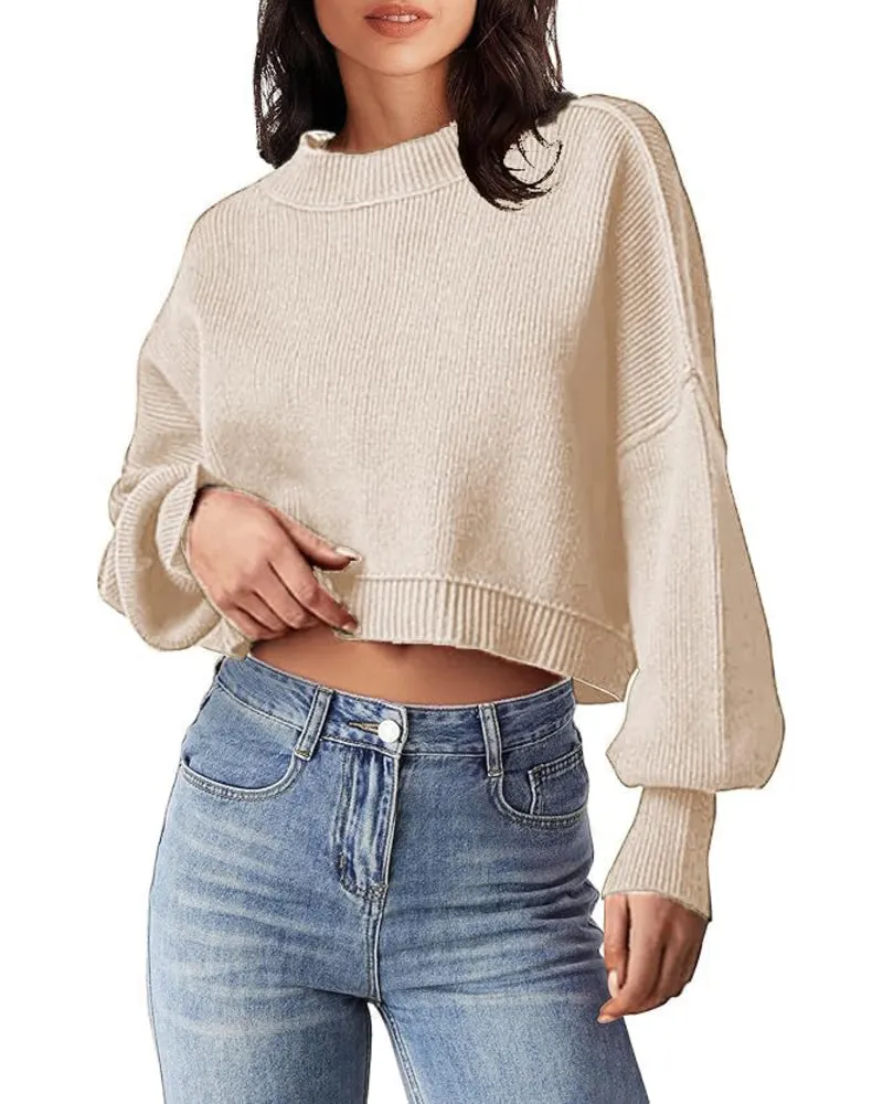 Zeagoo Womens 2024 Fall Crewneck Cropped Sweater