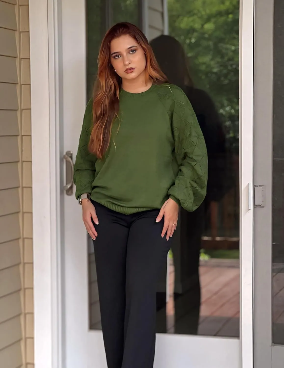 Zeagoo Womens Sweaters 2024 Long Sleeve Crew Neck Lightweight Pullover Knitted Fall Fashion Tops