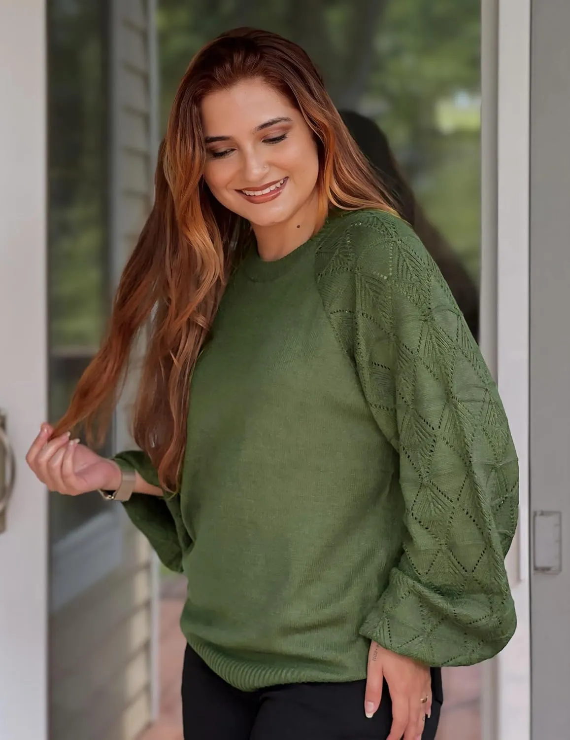 Zeagoo Womens Sweaters 2024 Long Sleeve Crew Neck Lightweight Pullover Knitted Fall Fashion Tops