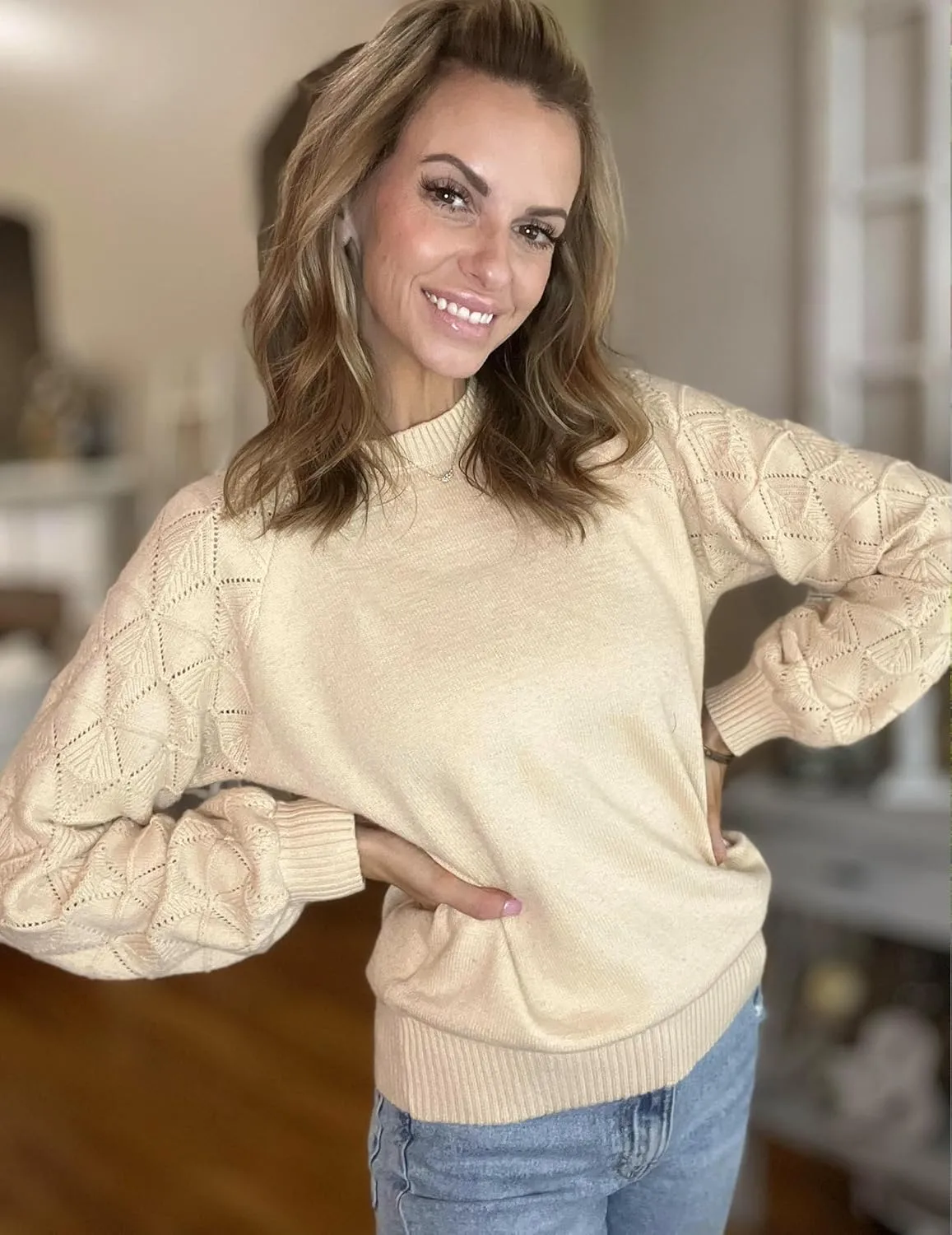 Zeagoo Womens Sweaters 2024 Long Sleeve Crew Neck Lightweight Pullover Knitted Fall Fashion Tops