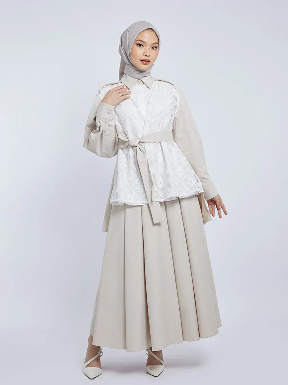 ZELA LACE BOXY TUNIC CREME