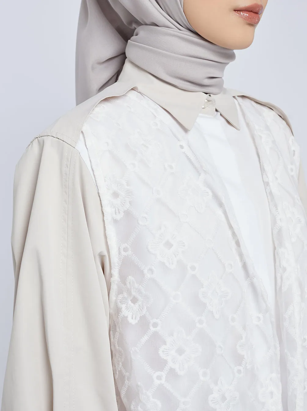 ZELA LACE BOXY TUNIC CREME