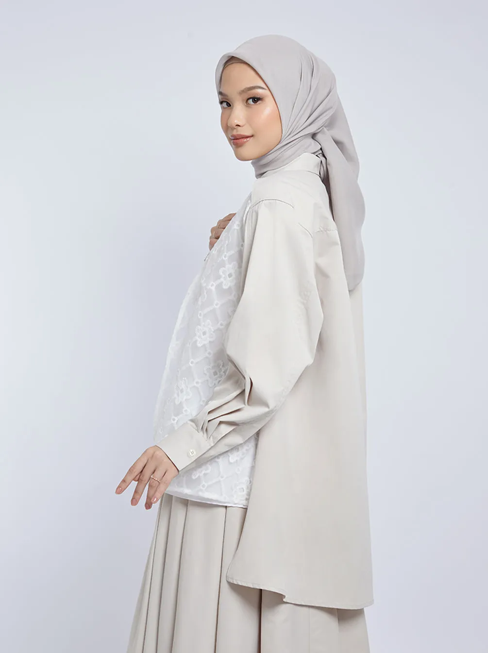 ZELA LACE BOXY TUNIC CREME