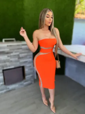Zion Bodycon Midi Dress (Orange)